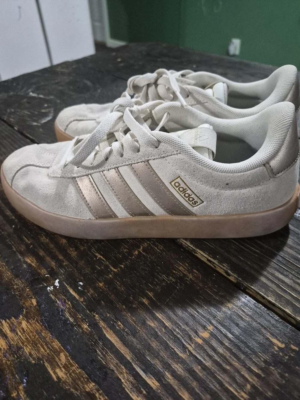 adidas Women's Suede Low-Top Sneakers in Off-White and Gum - Picture 2 of 6